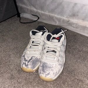 Jordan White and Black Snakeskin Sneakers